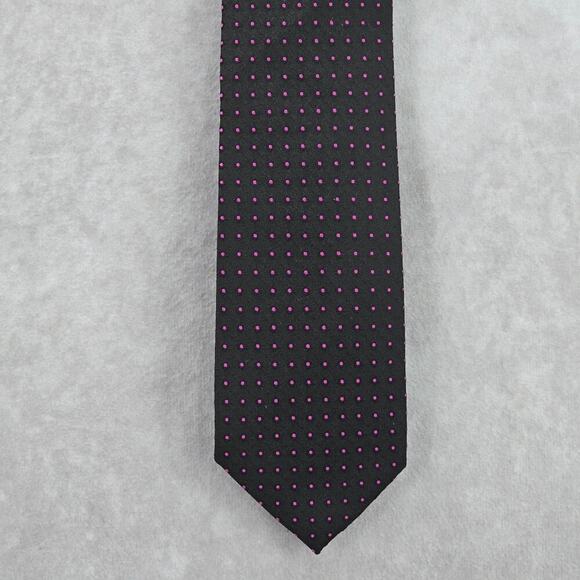 Van Heusen Studio Black Purple Polka Dot Geometric Executive Silk Neck Tie Men's - Picture 1 of 6